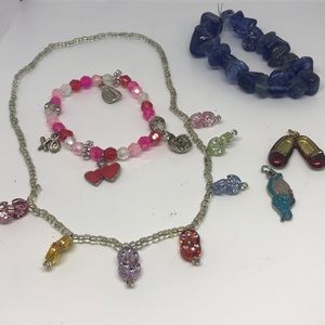 Stretch Beaded Necklace & Bracelets - 5 pcs Set